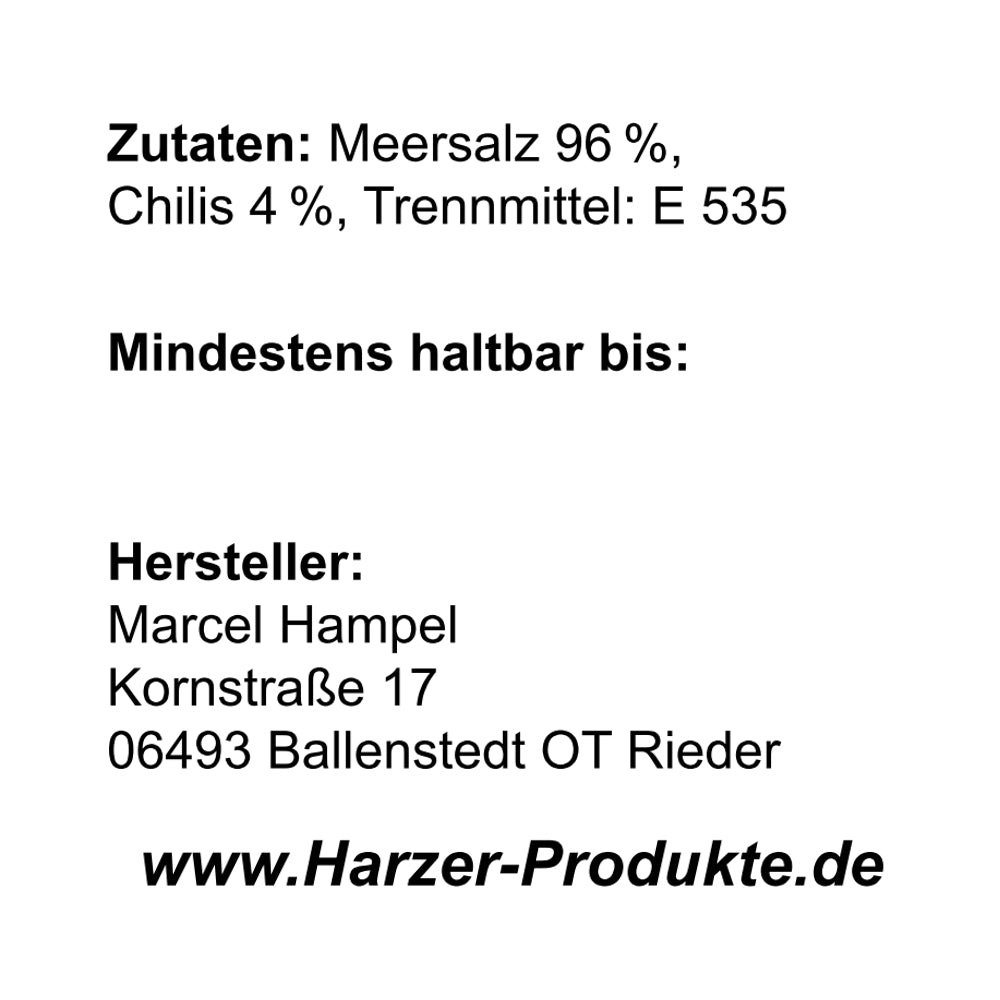 Chili Salz Meersalz Harz Quedlinburg Thale